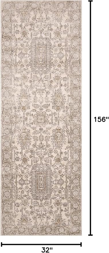 Loloi Teagan Collection TEA-03 Ivory/Sand 2'-8" x 13' Runner Rug, Large, Soft Neutral Rug, High-Traffic for Living Room, Bedroom, Home Office, Dining Area