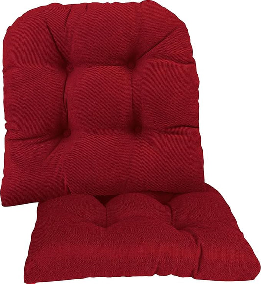 Klear Vu Gripper Overstuffed Universal Non-Slip Dining Chair Cushions for Kitchen Decor or Office Use, U-Shaped Skid-Proof Seat Pad, 15x15 Inches, 2 Count (Pack of 1), Linear Kitchen Red