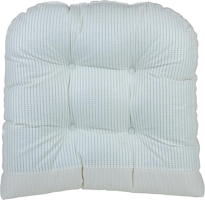 Klear Vu Gripper Overstuffed Universal Non-Slip Dining Chair Cushions for Kitchen Decor or Office Use, U-Shaped Skid-Proof Seat Pad, 15x15 Inches, 2 Count (Pack of 1), Solid Ivory