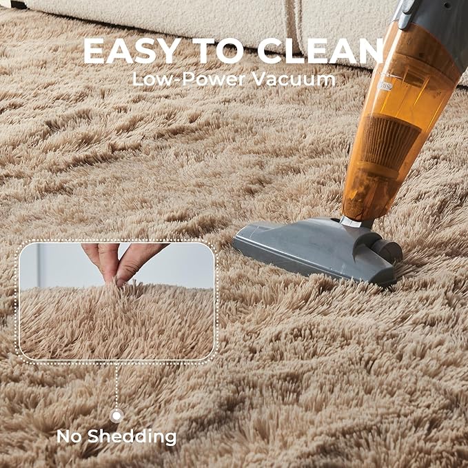 OPPODREAM 3ft Beige Circle Rug for Bedroom, Ultra-Soft Round Rugs 3-ft for Living Room, Fluffy Carpet for Nursery, Kids, Girl, Boy, Baby, Plush, Fuzzy, Shag, Shaggy, Cute Home Decor