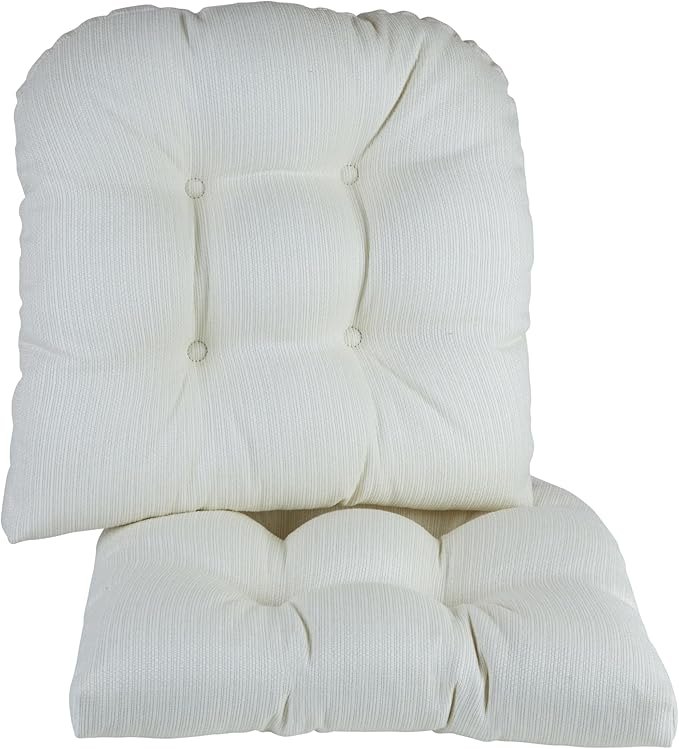 Klear Vu Gripper Overstuffed Universal Non-Slip Dining Chair Cushions for Kitchen Decor or Office Use, U-Shaped Skid-Proof Seat Pad, 15x15 Inches, 2 Count (Pack of 1), Solid Ivory