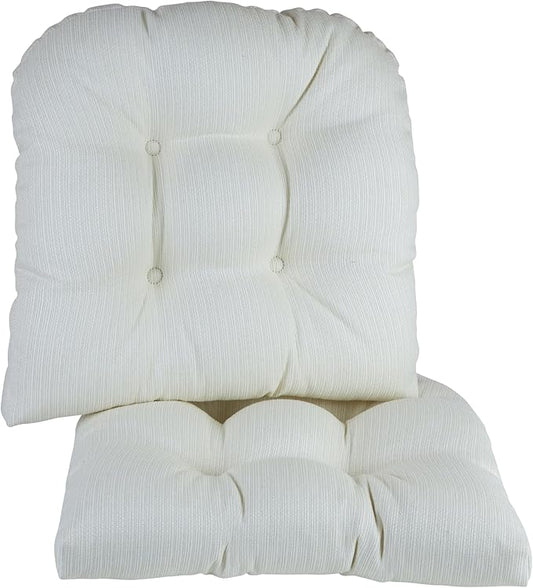 Klear Vu Gripper Overstuffed Universal Non-Slip Dining Chair Cushions for Kitchen Decor or Office Use, U-Shaped Skid-Proof Seat Pad, 15x15 Inches, 2 Count (Pack of 1), Solid Ivory