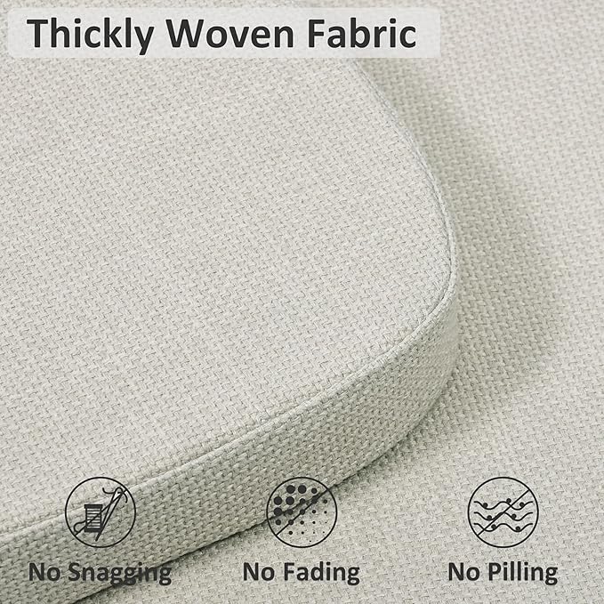 Shinnwa Dining Chair Cushions Set of 2, High-Resilience Foam Windsor Seat Pads, Kitchen Chair Cushions with Ties & Textured Cover, 2 Pack, 16.5 x 15.5 x 2, Off White