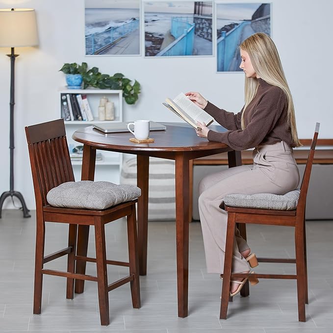 Klear Vu Gripper Overstuffed Universal Non-Slip Dining Chair Cushions for Kitchen Decor or Office Use, U-Shaped Skid-Proof Seat Pad, 15x15 Inches, 4 Count (Pack of 1), Waffle Graystone