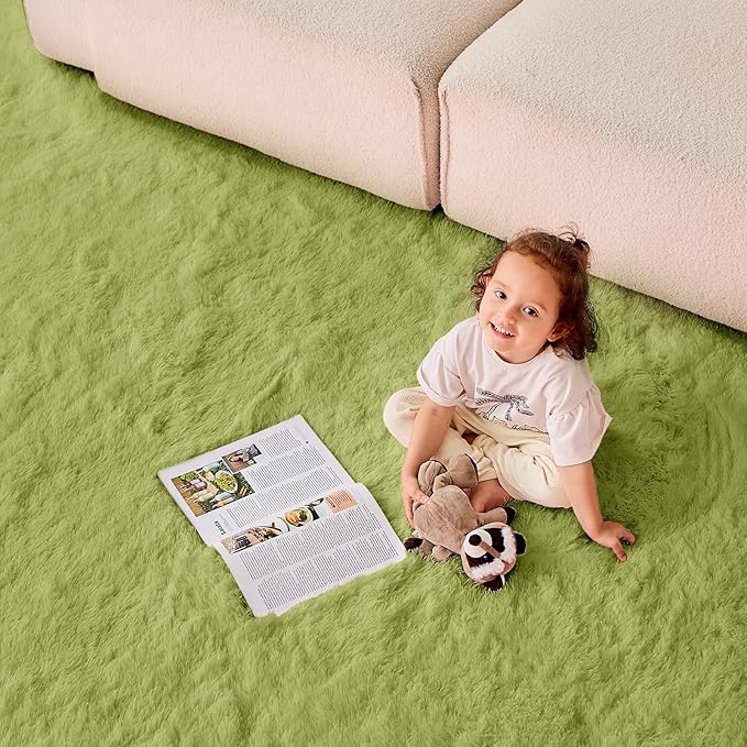 OPPODREAM 3ft Light Green Circle Rug for Bedroom, Ultra-Soft Round Rugs 3-ft for Living Room, Fluffy Carpet for Nursery, Kids, Girl, Boy, Baby, Plush, Fuzzy, Shag, Shaggy, Cute Home Decor