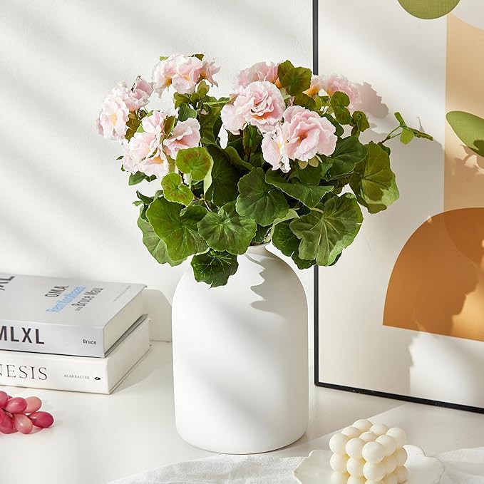 White Vases for Home Decor Large White Metal Flower Vases for Table Centerpieces Living Room, Wabi Sabi Decor Modern Minimalist Table Decor