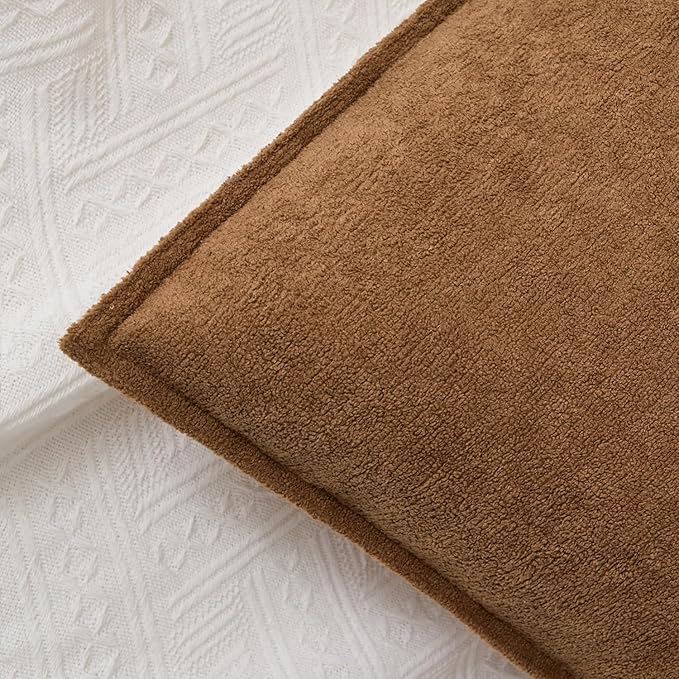 Kevin Textile Waterproof Decorative Pillow Covers Brown 12x20 Inch Pack of 2 Soft Boucle Textured Lumbars Cushions Elegant Accent Pillows for Couch Sofa Chair Bed Home Decor Indoor Outdoor