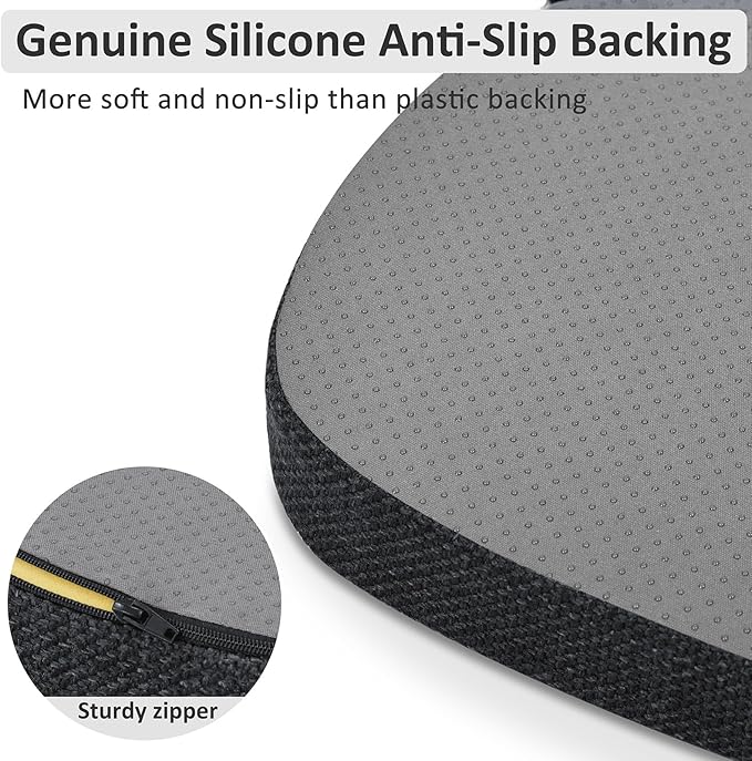 Shinnwa Kitchen Chair Cushions Set of 4, High-Resilience Foam Windsor Seat Pads, Dining Chair Cushions with Ties & Textured Cover, 4 Pack, 16.5 x 15.5 x 2, Charcoal