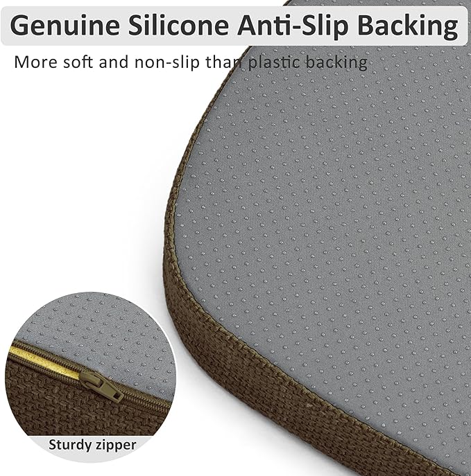 Shinnwa Dining Chair Cushions Set of 6, High-Resilience Foam Windsor Seat Pads, Kitchen Chair Cushions with Ties & Textured Cover, 6 Pack, 16.5 x 15.5 x 2, Dark Brown