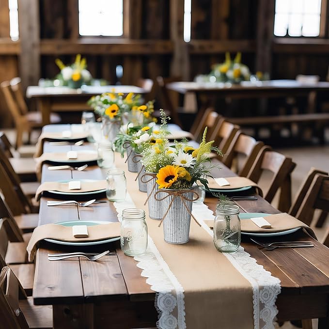 24Pcs Small Galvanized Metal Vases for Centerpieces, Flower Buckets with Twine Bow, 4 Inch Artificial Floral Vase in Bulk Rustic Home Decor, Silver