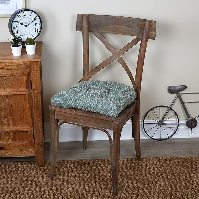 Klear Vu Gripper Overstuffed Universal Non-Slip Dining Chair Cushions for Kitchen Decor or Office Use, U-Shaped Skid-Proof Seat Pad, 15x15 Inches, 4 Count (Pack of 1), Ditzy Dot Celadon Green