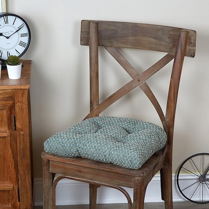 Klear Vu Gripper Overstuffed Universal Non-Slip Dining Chair Cushions for Kitchen Decor or Office Use, U-Shaped Skid-Proof Seat Pad, 15x15 Inches, 4 Count (Pack of 1), Ditzy Dot Celadon Green