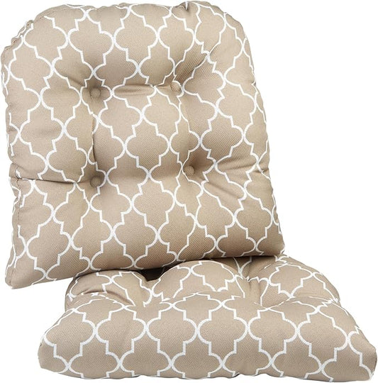 Klear Vu Gripper Overstuffed Universal Non-Slip Dining Chair Cushions for Kitchen Decor or Office Use, U-Shaped Skid-Proof Seat Pad, 15x15 Inches, 2 Count (Pack of 1), Geo Tan