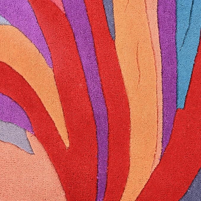 Handmade Irregular Floral Wool Area Rug Vibrant Multicoloured Garden Flower Design Soft Plush Durable Thick Carpet for Living Room Bedroom (Colourful Multi, 5 x 8 feet, Feet)
