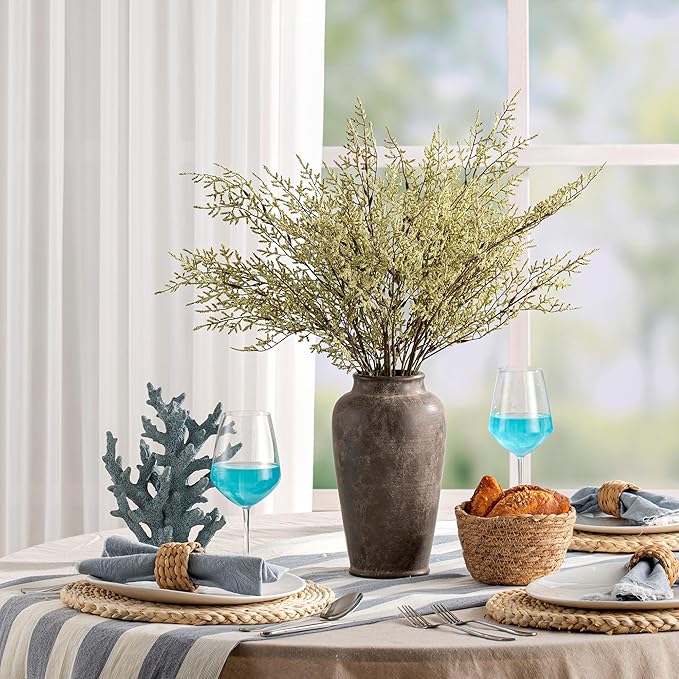 Large Ceramic Rustic Vase, 11 Inch Tall Flower Vase Farmhouse Decorative Vase Floral Pottery Vases for Home Decor Table Living Room Entryway Mantel Bookshelf Bedroom Bathroom Kitchen - Brown