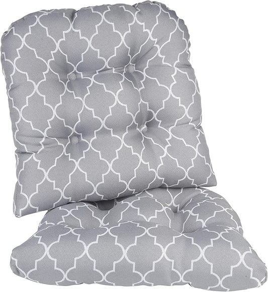 Klear Vu Gripper Overstuffed Universal Non-Slip Dining Chair Cushions for Kitchen Decor or Office Use, U-Shaped Skid-Proof Seat Pad, 15x15 Inches, 2 Count (Pack of 1), Geo Gray