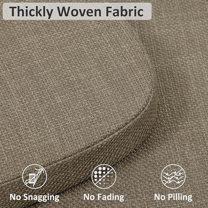 Shinnwa Dining Chair Cushions Set of 4, High-Resilience Foam Windsor Seat Pads, Kitchen Chair Cushions with Ties & Textured Cover, 4 Pack, 16.5 x 15.5 x 2, Light Brown