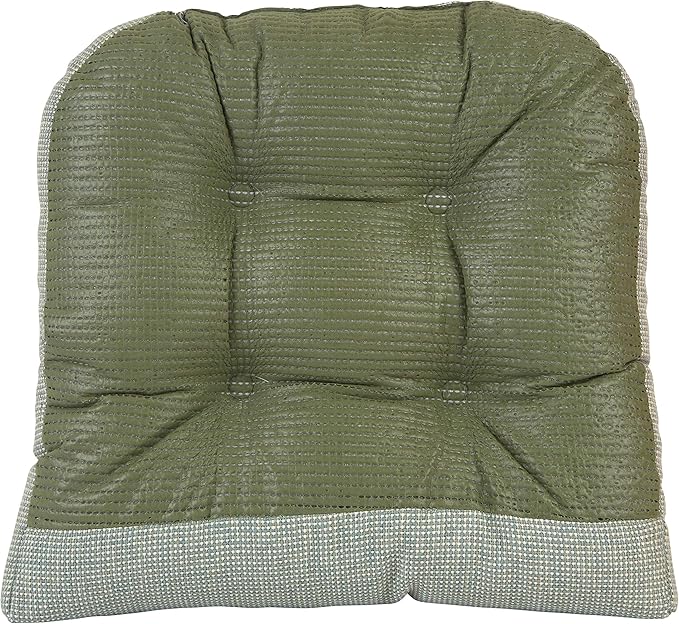 Klear Vu Gripper Overstuffed Universal Non-Slip Dining Chair Cushions for Kitchen Decor or Office Use, U-Shaped Skid-Proof Seat Pad, 15x15 Inches, 4 Count (Pack of 1), Solid Spa