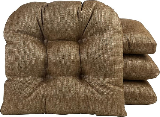 Klear Vu Gripper Overstuffed Universal Non-Slip Dining Chair Cushions for Kitchen Decor or Office Use, U-Shaped Skid-Proof Seat Pad, 15x15 Inches, 4 Count (Pack of 1), Solid Gold