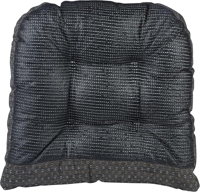 Klear Vu Gripper Overstuffed Universal Non-Slip Dining Chair Cushions for Kitchen Decor or Office Use, U-Shaped Skid-Proof Seat Pad, 15x15 Inches, 4 Count (Pack of 1), Ditzy Dot Gray