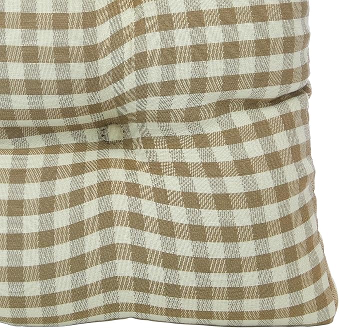 Klear Vu Gripper Overstuffed Universal Non-Slip Dining Chair Cushions for Kitchen Decor or Office Use, U-Shaped Skid-Proof Seat Pad, 15x15 Inches, 2 Count (Pack of 1), Gingham Natural