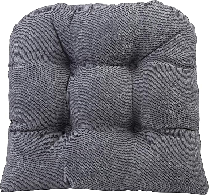 Klear Vu Gripper Overstuffed Universal Non-Slip Dining Chair Cushions for Kitchen Decor or Office Use, U-Shaped Skid-Proof Seat Pad, 15x15 Inches, 4 Count (Pack of 1), Linear Bluestone