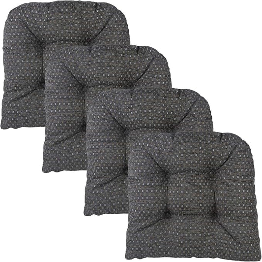 Klear Vu Gripper Overstuffed Universal Non-Slip Dining Chair Cushions for Kitchen Decor or Office Use, U-Shaped Skid-Proof Seat Pad, 15x15 Inches, 4 Count (Pack of 1), Ditzy Dot Gray