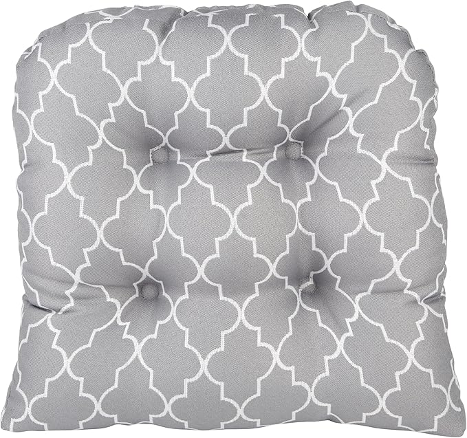 Klear Vu Gripper Overstuffed Universal Non-Slip Dining Chair Cushions for Kitchen Decor or Office Use, U-Shaped Skid-Proof Seat Pad, 15x15 Inches, 2 Count (Pack of 1), Geo Gray