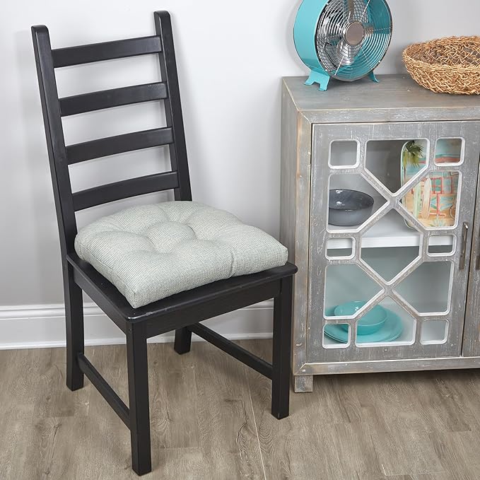 Klear Vu Gripper Overstuffed Universal Non-Slip Dining Chair Cushions for Kitchen Decor or Office Use, U-Shaped Skid-Proof Seat Pad, 15x15 Inches, 2 Count (Pack of 1), Solid Spa