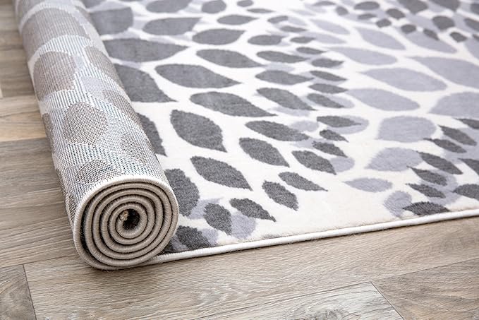 Rugshop Modern Floral Circles Design for Living Room,Bedroom,Home Office,Kitchen Non Shedding Round Rug 6' 6" Gray (6' 6" Diameter)