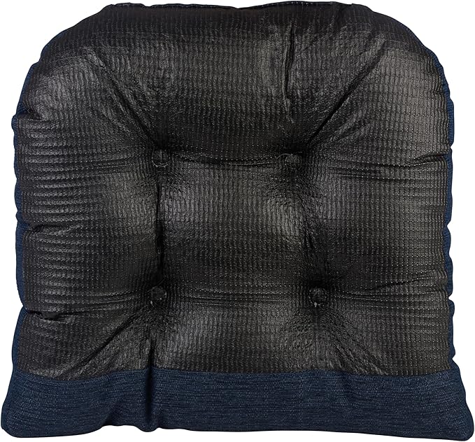 Klear Vu Gripper Overstuffed Universal Non-Slip Dining Chair Cushions for Kitchen Decor or Office Use, U-Shaped Skid-Proof Seat Pad, 15x15 Inches, 2 Count (Pack of 1), Solid Indigo Blue