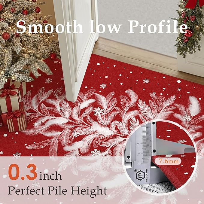 Christmas Round Rug 4ft Red Washable Non-Slip Round Circle Rug Funny Christmas Tree Carpet for Living Room Bedroom Dining Room Playroom Nursery