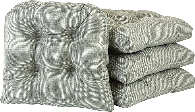 Klear Vu Gripper Overstuffed Universal Non-Slip Dining Chair Cushions for Kitchen Decor or Office Use, U-Shaped Skid-Proof Seat Pad, 15x15 Inches, 4 Count (Pack of 1), Solid Spa