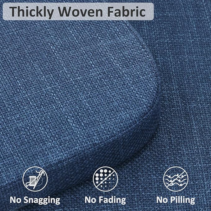 Shinnwa Kitchen Chair Cushions Set of 2, High-Resilience Foam Windsor Seat Pads, Dining Chair Cushions with Ties & Textured Cover, 2 Pack, 16.5 x 15.5 x 2, Navy Blue