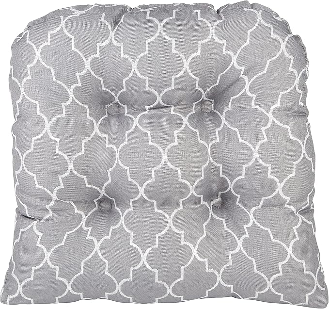 Klear Vu Gripper Overstuffed Universal Non-Slip Dining Chair Cushions for Kitchen Decor or Office Use, U-Shaped Skid-Proof Seat Pad, 15x15 Inches, 4 Count (Pack of 1), Geo Gray