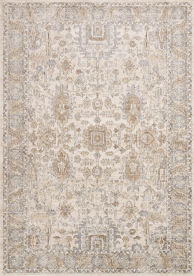 Loloi Teagan Collection TEA-03 Ivory/Sand 2'-8" x 13' Runner Rug, Large, Soft Neutral Rug, High-Traffic for Living Room, Bedroom, Home Office, Dining Area