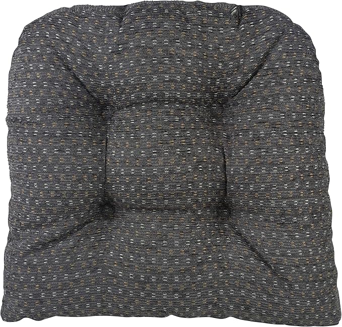 Klear Vu Gripper Overstuffed Universal Non-Slip Dining Chair Cushions for Kitchen Decor or Office Use, U-Shaped Skid-Proof Seat Pad, 15x15 Inches, 4 Count (Pack of 1), Ditzy Dot Gray
